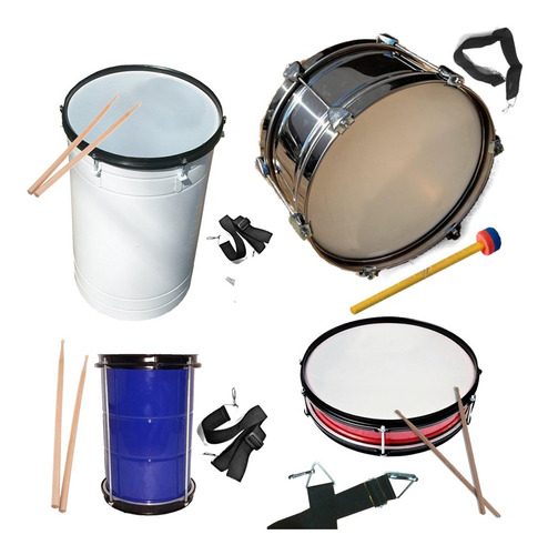 Combo Percusion Murga Tamor Bombo Mini Surdo Repique