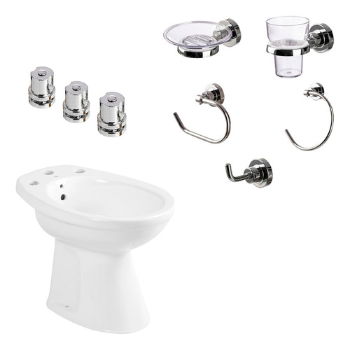 Combo Completo Bidet Roca + Grifería Peirano + 5 Accesorios