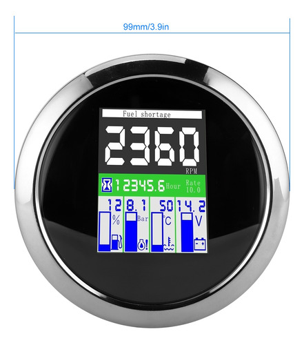 Medidor Multifunción 85 Mm Rpm Presión De Aceite Temp Nivel