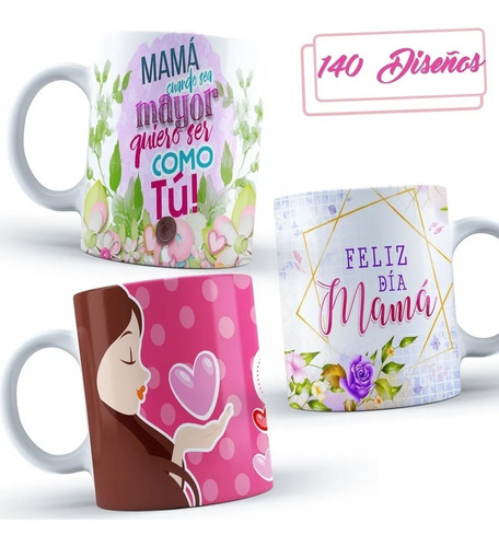 Pack 140 Plantillas Tazas Día De La Madre Mamá Para Sublimar