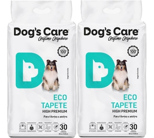 Kit C/ 2 Tapetes Higiênico Premium Dog's Care 82x60cm = 60un