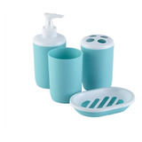 Set 4 Piezas De Baño Celeste