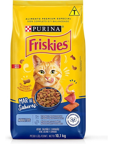 Friskies Ração Para Gatos Sabor Peixe E Frutos Do Mar 10,1kg