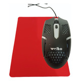 Kit Game Mouse Iluminado C/fio Usb+mouse Pad Vermelho-m37