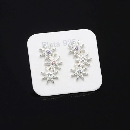 Aros Plata Trepador Estrellas Mujer