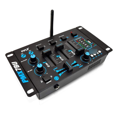 Pyle Pmx7bu Bluetooth 3-channel Dj Mixer Mp3, Mic-talkover, 