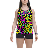 Camiseta Regata Beach Tennis Animal Print Colorido Tigre