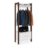 Guarda Roupa Solteiro Closet Az1011 Branco/nogal - Tecno Mob