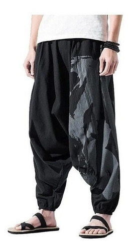 Pantalones Holgados De Algodón Y Lino Para Hombre, Con Cord