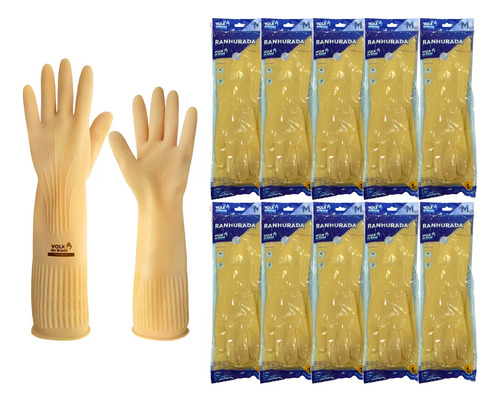 Kit 10 Prs Luva De Látex Natural Ranhurada Antialérgica