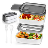 Lunch Box Bento Lonchera Térmica 1.4 L Con Cubiertos 2 Pisos