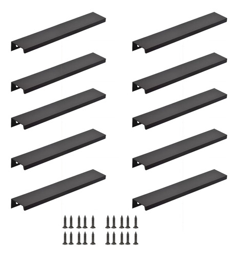 10 Pcs Cajón Oculto Tiradores Mailla Negro 40cm Con Tornillo