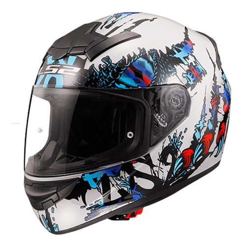 Casco Ls2 Rookie Demon Blanco Azul Ff352