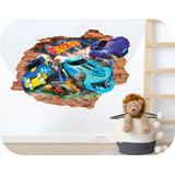 Vinilos Decorativos Pared Mural Muro Roto Autitos Hot Wheels