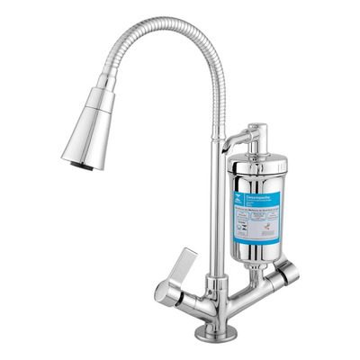 Torneira Com Filtro Gourmet Flexível Cozinha Bancada 2 Jatos Acabamento Cromado Cor Cromado