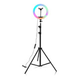 Ring Light Tik Tok Led Colorido Rgb26 Com Suporte Celular