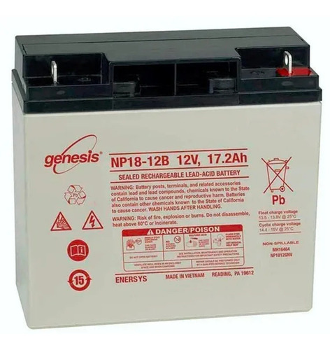 Batería Recargable Genesis Np18-12 12v 17a Agm Ácido-plomo