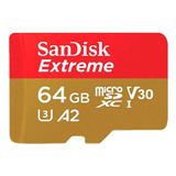 Cartão Microsd 64gb Sandisk Extreme A2 C10 U3 V30 170mb/s