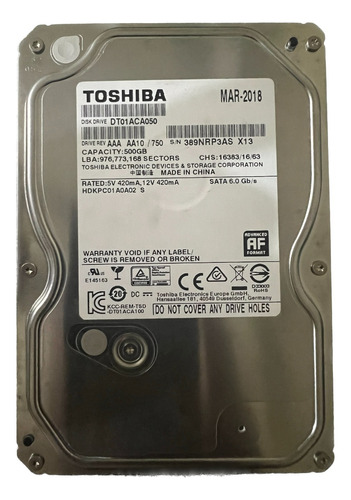 Disco Duro Interno Toshiba Dt01aca050 500gb