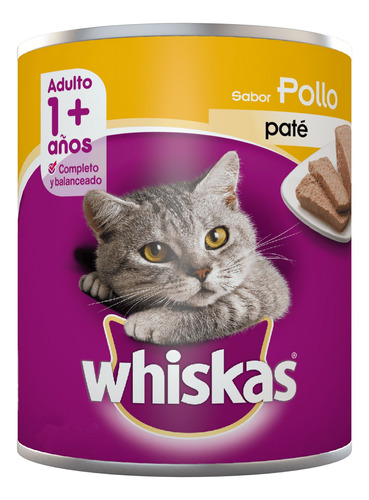 Alimento Úmido Whiskas Para Gato Adulto Sabor Patê De Frango Em Lata De 290g