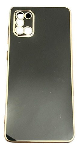 Funda Para Samsung A31 Rígida Negra Con Detalles Dorados