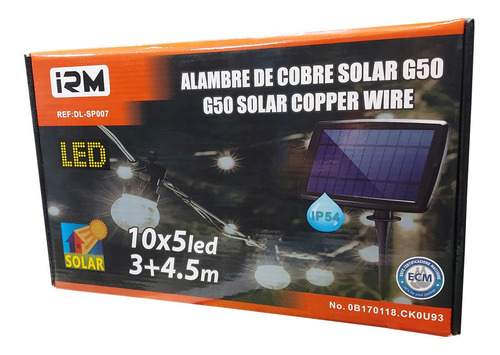 Luces Led Guirnalda Solar Irm G50 De Cobre