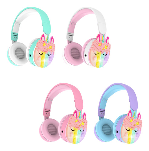 Diadema Led Bluetooth Unicornio Pop It Niños Audifonos Sd