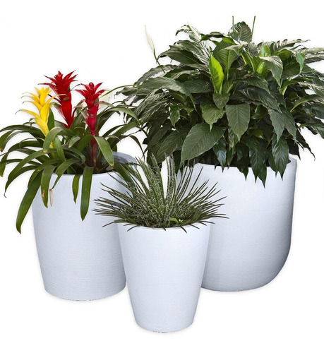 Kit 3 Vasos Planta Variados Polietileno Varanda Jardim Cd14