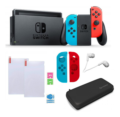 Consola Nintendo Switch Color Rojo/azul Con Fundas Y