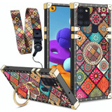 Capa Para Samsung Com Anel E Corda Capinha Celular Quadrado