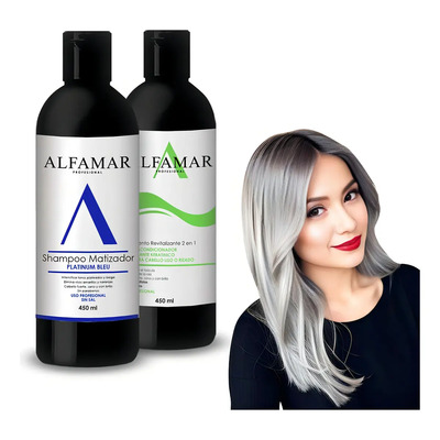 Shampoo Matizador Azul + Tratamiento Con Keratina Alfamar | Meses sin interés