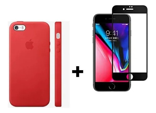 Combo Silicone Case Para iPhone SE/7/8 +vidrio Cerámica Mate