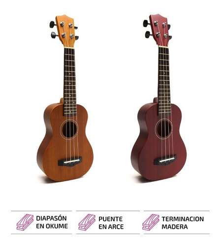 Ukelele De Madera Soprano Profesional Con Funda Y Manual