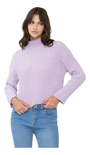 Sweater Mujer Chenille Rib Lila Corona