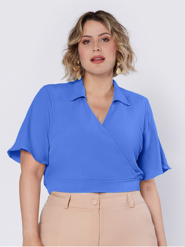 Blusa Cropped Plus Size Decotada Moda Feminina Blogueira