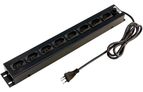 Régua Extensora 8 Tomadas 20a 0090800001  Force Line Cor Preto Voltagem 127v/220v