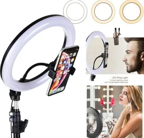 Aro De Luz Led Foto Regulable Led 26cm Soporte Celular Tik