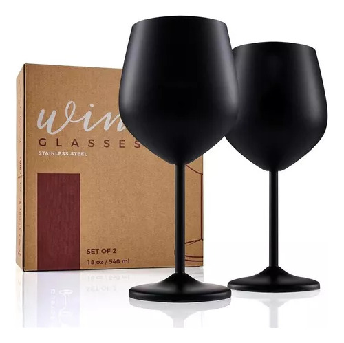 Juego De 2 Copas De Vino De Acero Inoxidable Con Tallo Alto,