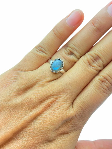Anillo Labradorita Azul En Plata Fina De Ley .925