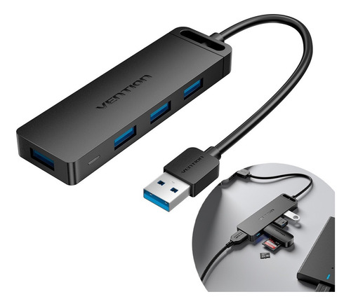 Hub 4 Multipuertos Usb 3.0 Vention 5gbps Laptop Y Pc 4 En 1