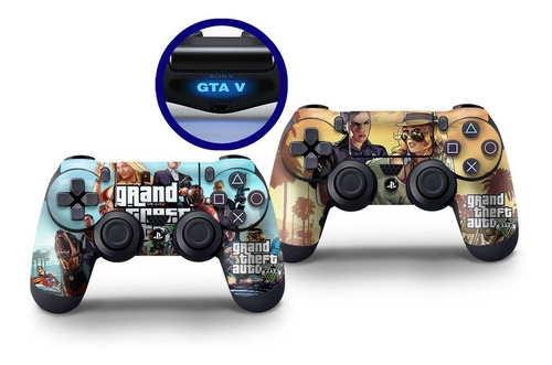 Skin Plastificada 2 Controles E 2 Lightbars Ps4 Gta V