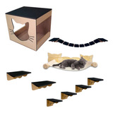 Playground Mdf Brinquedo Gato 9 Pçs Ponte Degrau Rede