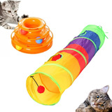 2 Brinquedo Interativo Gato Torre + Tunel Labirinto Pet Bola