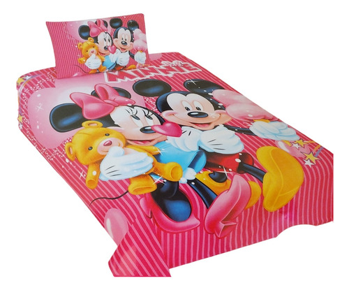 Sabanas Infantiles Disney Minnie Y Mickey 100% Algodón -32-