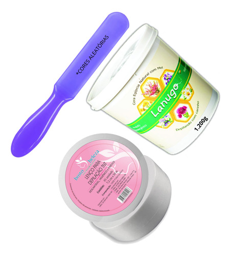 Kit Epilação Intima Pote 1,2kg + Lenço Tnt + Espatula