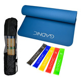 Colchoneta Gimnasia Yoga Mat + Bandas Isometricas Gadnic Pro Color Azul