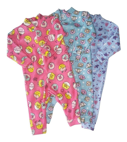 Kit C/3 - Pijama De Bebe Soft Estampado Quentinho Infantil