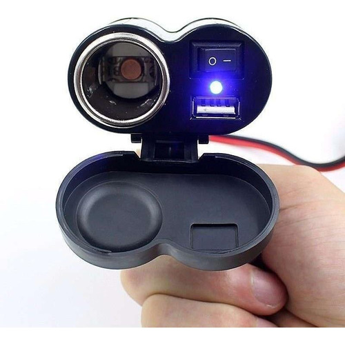 Tomada 12v E 5v Carrega Celular Gps Usb Para Moto Led