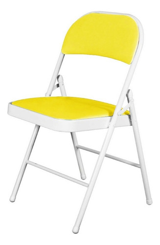 Silla Plegable Acojinada Para Oficina Home Office Extriores Color Amarillo Material Del Tapizado Cuero Sintético