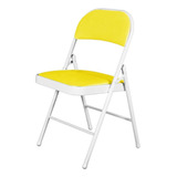 Silla Plegable Acojinada Para Oficina Home Office Extriores Color Amarillo Material Del Tapizado Cuero Sintético